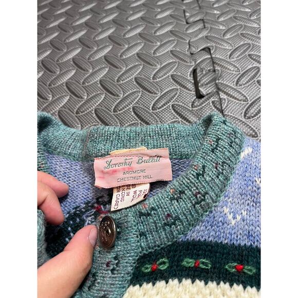 Vintage 1990's detailed knit wool cardigan sweater by Dorothy Bullitt swing‎ Med - Picture 6 of 8